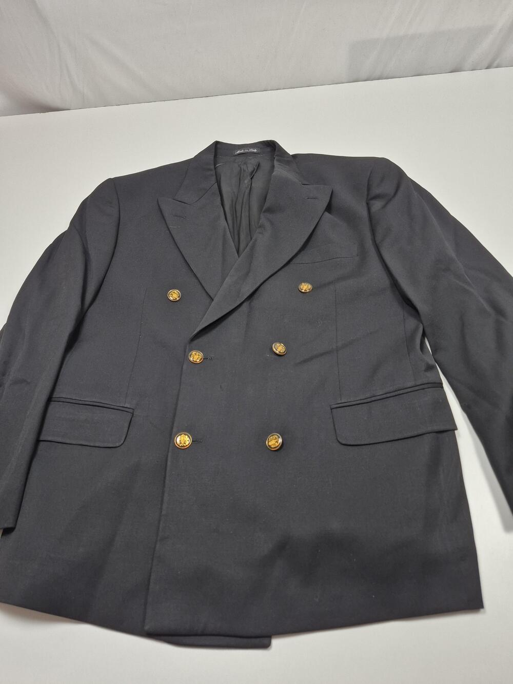 Zanieri Blazer Mens 42 Black Wool Reda Double Breasted Sport Coat Italy FLAW